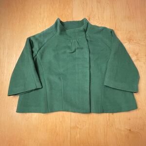 Vintage KindLikeLove Medium Solid Green Cropped Long Sleeve Full Zip Jacket